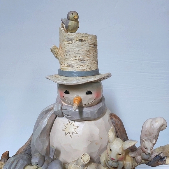 Jim Shore Rare White Woodland Snowman Large 19” Statue 4058733 Indoor Outdoor - Picture 13 of 16
